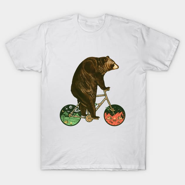 Biker Bear,  Bear Riding Bike, Bear On Bicycle, Mountain Biker Bear,  MTB Rider Bear, Cyclist Bear, Wildlife Cycling, Retro Vintage Biking Bear Art, Cycling and Animal Pun, Nature Inspired Biking Art T-Shirt by BicycleStuff